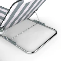 Outsunny 2 Pieces Beach Lounge Chair, Outdoor Folding Chaise Lounge Set w/ Pillow for Sunbath, Snap, Light Grey and White(m-9)