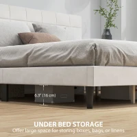 HOMCOM King Size Bed Frame with Upholstered Headboard, Modern Platform Bed Frame with Wood Slats, 1100 lbs Capacity, Cream(m-6)