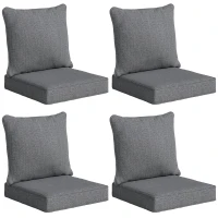 Outsunny Outdoor Chair Cushions Set of 4, Fade Resistant Patio Chair Cushions for Outdoor Furniture, 24" x 24", Grey(m-9)