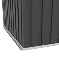 Outsunny 6.5x4FT Galvanised Metal Shed with Foundation Kit, Lockable Garden Tool Storage House with Sliding Doors, Vents, Grey(m-9)