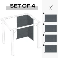 Outsunny Gazebo Curtains, 10' x 10' Universal Replacement Privacy Curtain, 4-Panels Sidewall with Hooks/C-Rings, Slate Grey(m-4)