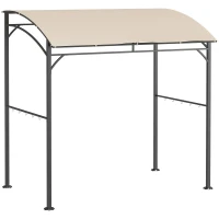 Outsunny 7' x 5' BBQ Grill Gazebo Tent, Garden Grill Canopy with Steel Frame and Hooks, Outdoor Sun Shade, Beige(m-2)