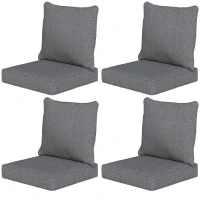 Outsunny Outdoor Chair Cushions Set of 4, Fade Resistant Patio Chair Cushions for Outdoor Furniture, 24" x 24", Grey(m-2)