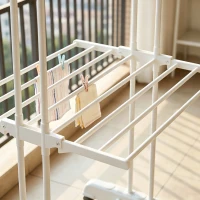 HOMCOM 5-Tier Clothes Drying Rack, Foldable Laundry Drying Rack with Wheels, Side Wings, White(m-12)