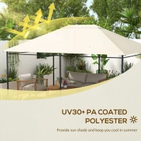 Outsunny 10' x 13' Gazebo Replacement Canopy Cover, Gazebo Roof Replacement (TOP COVER ONLY), Cream White(m-4)