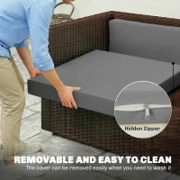 Outsunny Patio Furniture Cushions Water-Repellent Outdoor Loveseat Cushion Removable Covers 23.6" x 23.6", Grey(m-6)