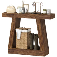 HOMCOM 42" Farmhouse Console Table, 2-Tier Entryway Table with Storage for Hallway, Living Room, Behind Couch, Rustic Brown(m-1)