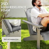 Outsunny Set of 4 Patio Chair Cushions, High Back Adirondack Chair Cushion with Ties, High-Density Foam, Grey(m-4)