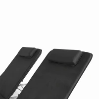 Outsunny 2 Pieces Beach Lounge Chair, Outdoor Folding Chaise Lounge Set w/ Pillow for Sunbath, Snap, Black(m-11)