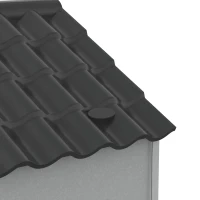 PawHut 26" Plastic Dog House Outdoor with Air Vents, for Small Medium Dogs, Grey(m-9)