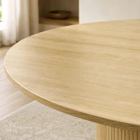 HOMCOM Round Dining Table for 4-6, 47 Inch Kitchen Table with Fluted Pedestal Base, for Kitchen Living Room Dining Room, Natural(m-9)
