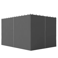 Outsunny Gazebo Curtains, 10' x 12' Universal Replacement Privacy Curtain, 4-Panels Sidewall with Hooks/C-Rings, Grey(m-9)