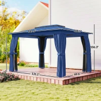 Outsunny 10' x 12' Outdoor Patio Gazebo, Soft Top Gazebo Canopy Shelter with Curtains, Netting, Steel Frame, Hooks, Blue(m-3)