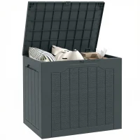 Outsunny 30 Gallon Deck Box, Resin Outdoor Storage Box with Handles, Waterproof and UV Resistant Storage Container(m-9)