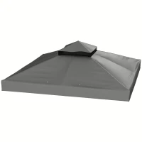 Outsunny 10' x 10' Gazebo Canopy Replacement Cover, 2-Tier Garden Gazebo Roof Replacement, UPF30+, TOP COVER ONLY, Dark Grey(m-2)