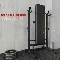 Soozier Adjustable Weight Bench, Foldable Bench Press with Barbell Rack and Dip Station for Home Gym, Strength Training Multiuse Workout Bench, Black(m-5)