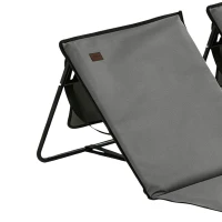 Outsunny Set of 2 Foldable Lounge Chairs with Carry Strap, Adjustable Backrest, Grey(m-9)
