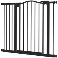 PawHut Extra Tall Dog Gate with Door, Pressure Fit, Auto Close, Double Locking for Doorways Hallways Stairs, 29"-37", Black(m-2)