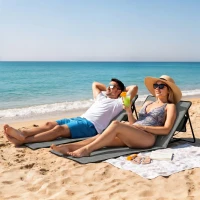 Outsunny Set of 2 Foldable Lounge Chairs with Carry Strap, Adjustable Backrest, Grey(m-1)