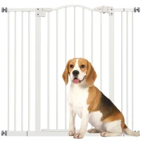PawHut Extra Tall Dog Gate with Door, Pressure Fit, Auto Close, Double Locking for Doorways Hallways Stairs, 29"-39", White(m-9)