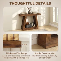 HOMCOM 42" Farmhouse Console Table, 2-Tier Entryway Table with Storage for Hallway, Living Room, Behind Couch, Rustic Brown(m-4)