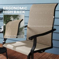 Outsunny Outdoor Swivel Dining Chairs Set of 2, High Back Swivel Chairs with All Weather Mesh for Deck, Backyard, Poolside, Brown(m-6)