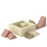 Qaba Toddlers Climbing Toys, 9-Piece Foam Climbing Blocks with Tangram Play, Washable Covers for Crawling or Ball Pit Play(m-9)