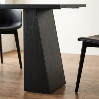 HOMCOM 63 Inch Computer Desk with Trapezoidal Frame Light Black Wood Grain(m-10)