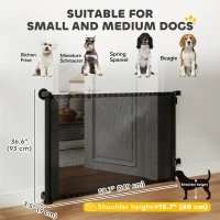 PawHut Retractable Dog Gate, 36.6" Tall,  Extends to 55" Wide, Mesh Pet Gate with Single Hand Operation, for Stairs, Doorways(m-3)