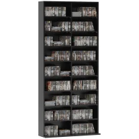 HOMCOM 9-Tier DVD Shelf with 18 Compartments and 14 Adjustable Shelves, Holds 640 CDs, 360 DVDs or 430 Blu-rays, Black(m-9)