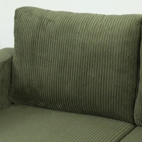 HOMCOM 3 Seater Sofa with Wide Seat, Corduroy Couch with Deep Seat, Spring Cushion, Green(m-10)