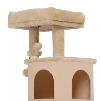 PawHut 41 Inch Cat Tree with Scratching Posts, Cat Bed, Condo, Grooming Brush, Jumping Platforms, Toy Balls, Anti-tip Kit(m-9)