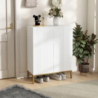 HOMCOM Shoe Storage Cabinet with Adjustable Shelves and Soft-Close Hinges, for 15-20 Pairs of Shoes, White(m-8)