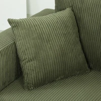 HOMCOM 3 Seater Sofa with Wide Seat, Corduroy Couch with Deep Seat, Spring Cushion, Green(m-9)
