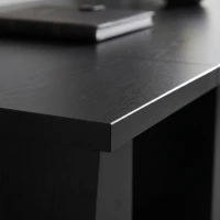 HOMCOM 63 Inch Computer Desk with Trapezoidal Frame Light Black Wood Grain(m-8)