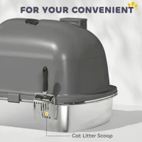 PawHut Enclosed Stainless Steel Litter Box, Metal Cat Litter Box with Scoop, Deodorizer Bag, Handle, Easy to Clean(m-6)