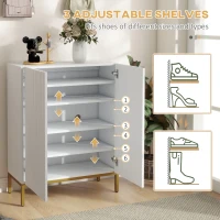 HOMCOM Shoe Storage Cabinet with Adjustable Shelves and Soft-Close Hinges, for 15-20 Pairs of Shoes, White(m-4)