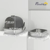 PawHut Enclosed Stainless Steel Litter Box, Metal Cat Litter Box with Scoop, Deodorizer Bag, Handle, Easy to Clean(m-3)