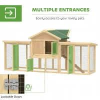 PawHut Wooden Chicken Coop, Outdoor Backyard Garden Large Rabbit Hutch with Nesting Box, Run, Ramp, Drawer(m-5)
