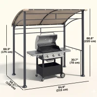 Outsunny 7' x 5' BBQ Grill Gazebo Tent, Garden Grill Canopy with Steel Frame and Hooks, Outdoor Sun Shade, Khaki(m-3)