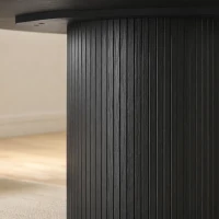 HOMCOM Round Dining Table for 4-6, 47 Inch Kitchen Table with Fluted Pedestal Base, for Kitchen Living Room Dining Room, Black(m-10)