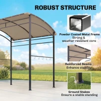 Outsunny 7' x 5' BBQ Grill Gazebo Tent, Garden Grill Canopy with Steel Frame and Hooks, Outdoor Sun Shade, Khaki(m-6)