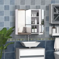 HOMCOM Wall Mount Mirrored Medicine Cabinet, Bathroom Mirror Cabinet with Adjustable Shelf, Double Soft Closing Doors, Light Lilac(m-7)