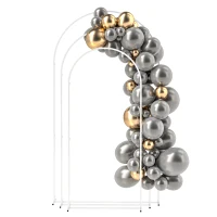 Outsunny Wedding Arch, 7/6.5/6 ft Metal Balloon Arch Backdrop Stand Set of 3 for Birthday Party, Bridal Shower, White(m-2)