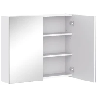 HOMCOM Wall Mount Mirrored Medicine Cabinet, Bathroom Mirror Cabinet with Adjustable Shelf, Double Soft Closing Doors, Light Lilac(m-8)