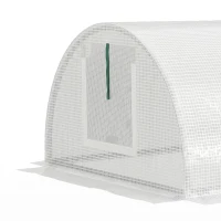 Outsunny Portable Mini Greenhouse, Tunnel Growing Tent with 5 Mesh Windows and Steel Frame,7' x 3' x 2', White(m-9)