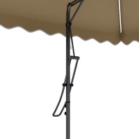 Outsunny 8' x 8' Square Double Top Offset Patio Umbrella Garden Parasol with Solar LED Lights, Ruffles and Weights, Khaki(m-10)
