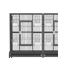 PawHut 56"H Bird Cage, Parrot Cage w/ Detachable Rolling Stand, Removable Tray, Storage Shelf, Perches, Food Container(m-11)
