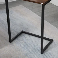 HOMCOM Nesting Coffee Table Set of 3, Stackable Rectangular End Tables with Wood-Effect Top, Metal Frame, Industrial & Rustic C-Shaped for Small Space, Living Room, Rustic Brown(m-14)