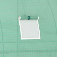 Outsunny Walk-in Wall Lean-to Greenhouse, 10' x 5' x 7' Outdoor Gardening Green House with PE Cover, Windows, Shelves and 2 Zipper Doors, Green(m-11)